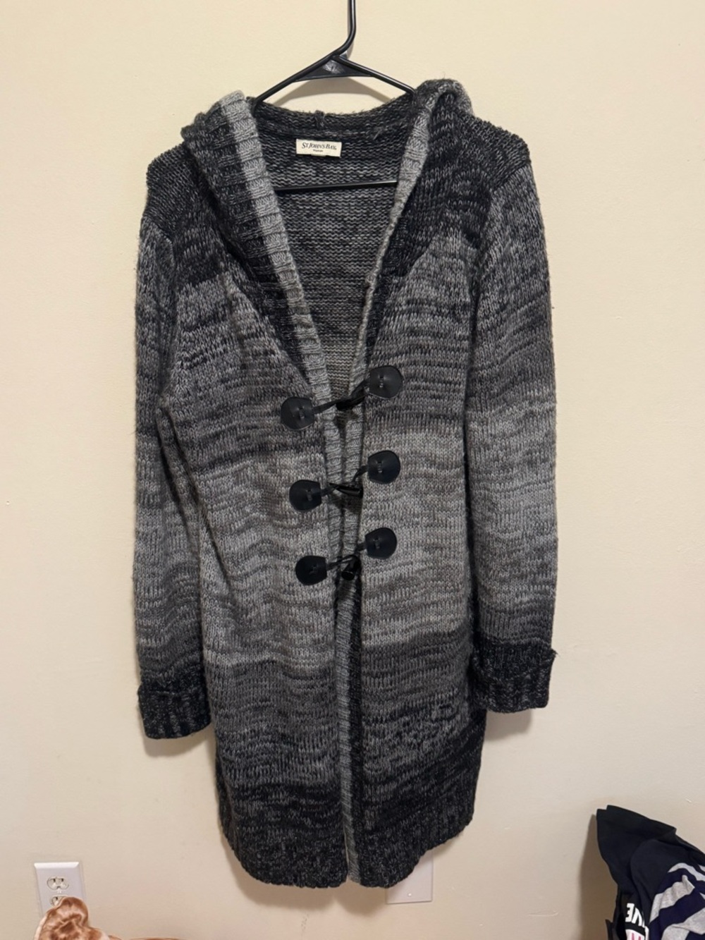 St. John's Bay Gray Ombre Hooded Toggle Cardigan